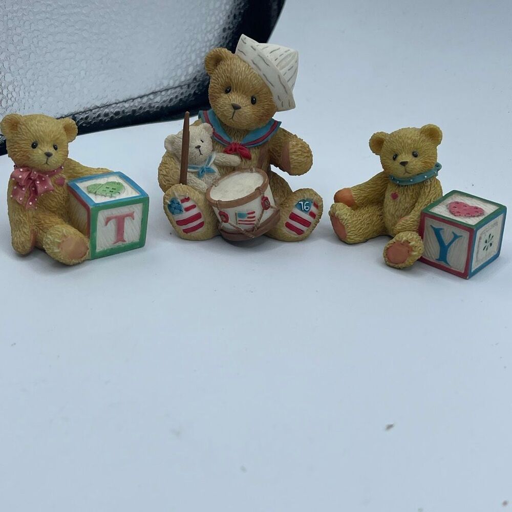 Vintage Enesco Cherished Teddies resin figurines by Priscilla Hillman.